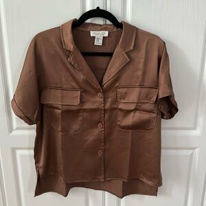 Rachel Zoe bronze satin top, size extra large